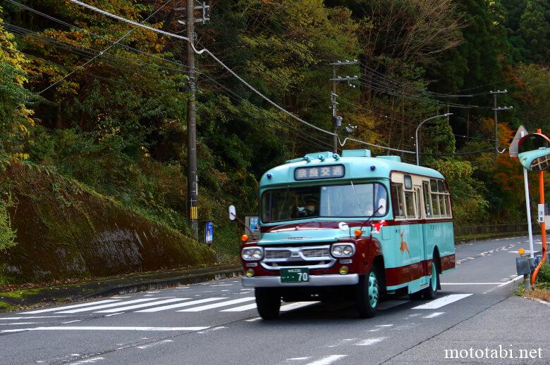 奈良交通のボンネットバス・下井戸バス停付近からの景色・奈良県吉野郡川上村井戸