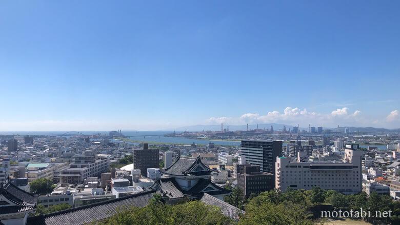 和歌山城の天守閣からの景色